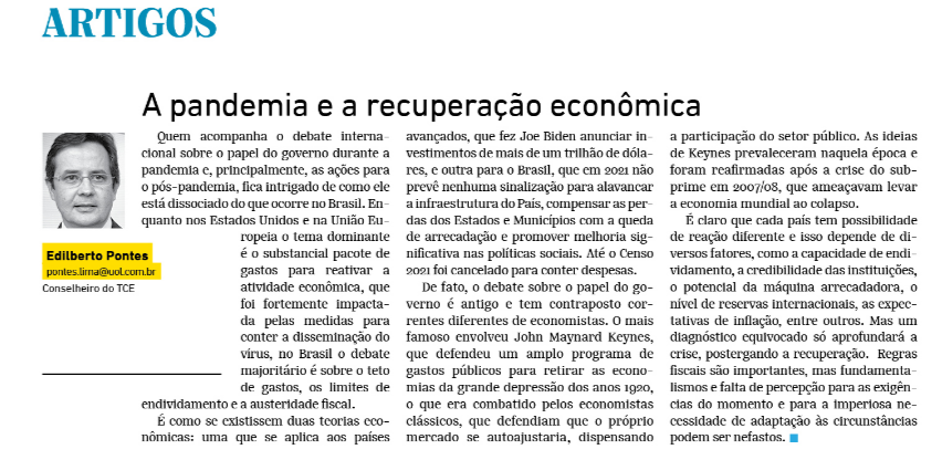 A pandemia e a recuperação econômica