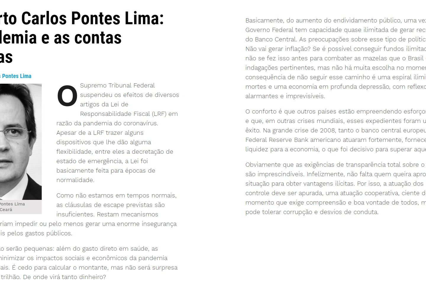 A pandemia e as contas públicas