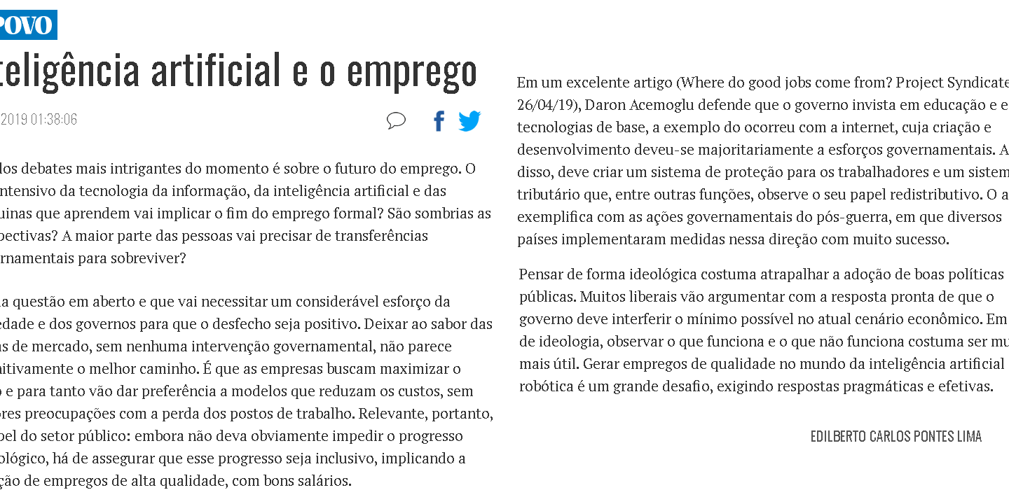 Inteligência artificial e o emprego