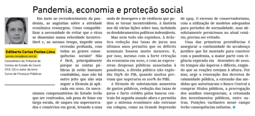 Pandemia, economia e proteção social