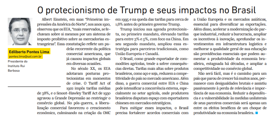O protecionismo de Trump e seus impactos no Brasil