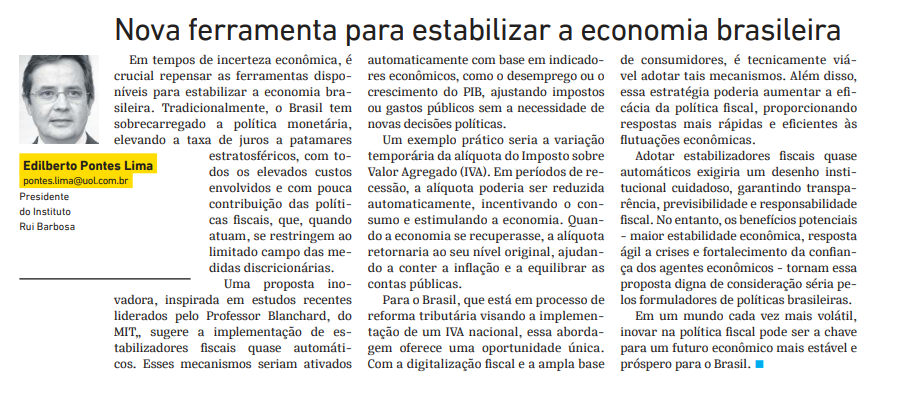 Nova ferramenta para estabilizar a economia brasileira