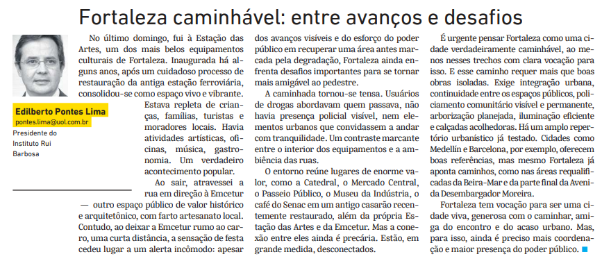 Fortaleza caminhável: entre avanços e desafios