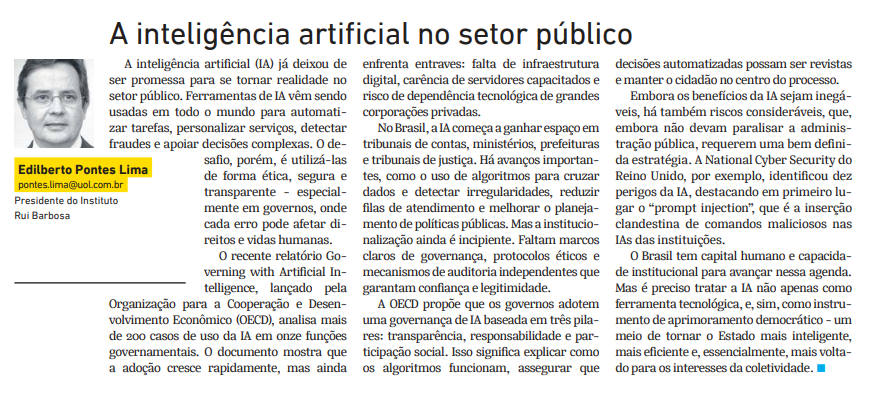 A inteligência artificial no setor público