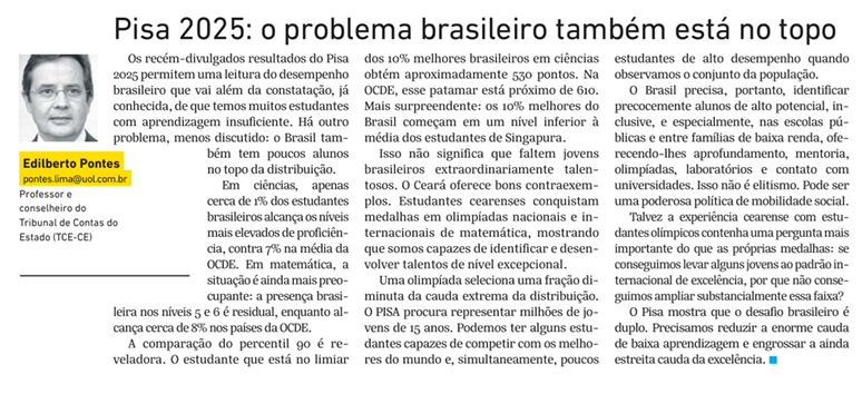 Pisa 2025: o problema brasileiro também está no topo